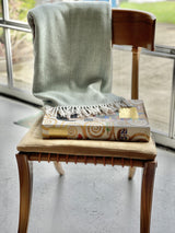 55" X 70" Sage and Ivory Woven Cotton Herringbone Plush Throw Blanket - Homeroots - Flyclothing LLC