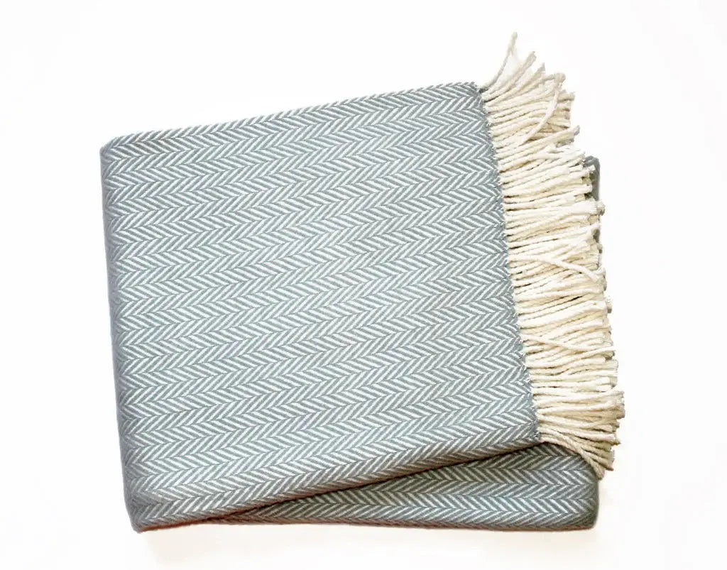 Sky Blue and White Dreamy Soft Herringbone Throw Blanket - Homeroots - Flyclothing LLC