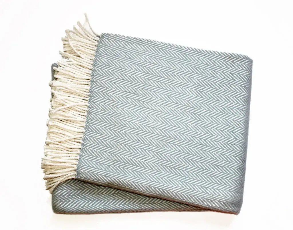 Sky Blue and White Dreamy Soft Herringbone Throw Blanket - Homeroots - Flyclothing LLC