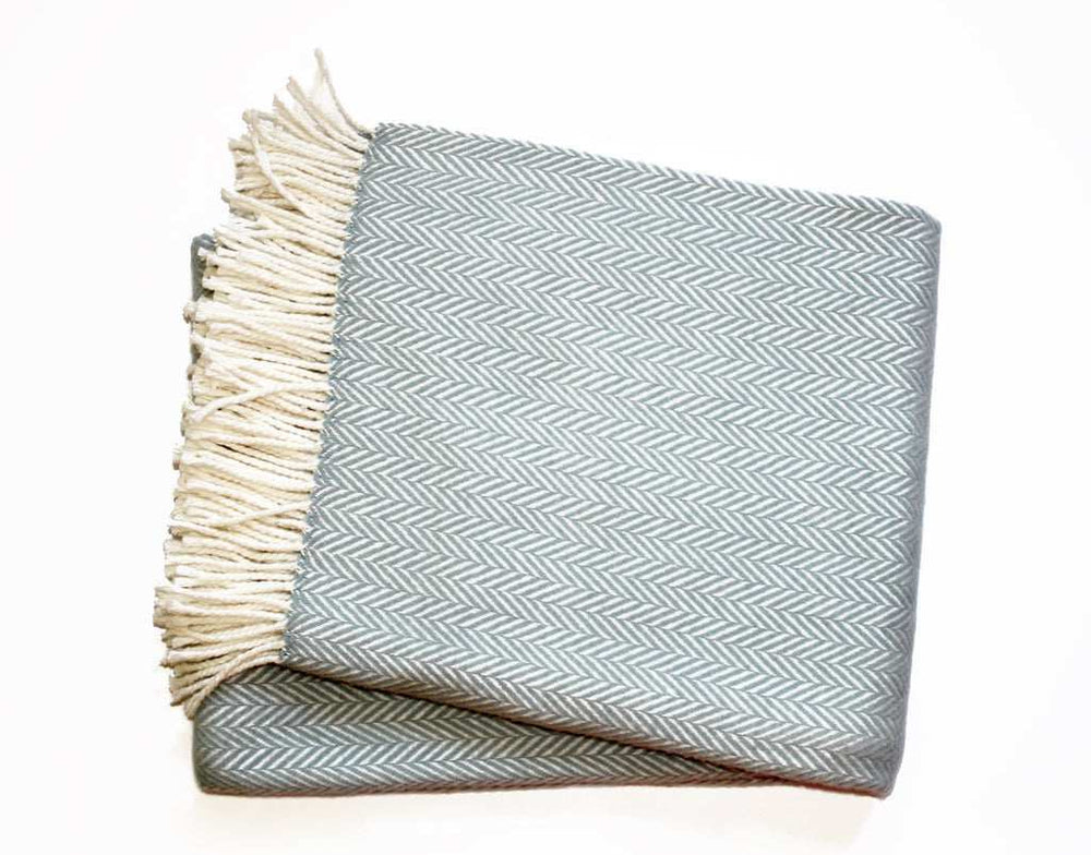 Sky Blue and White Dreamy Soft Herringbone Throw Blanket - Homeroots - Flyclothing LLC
