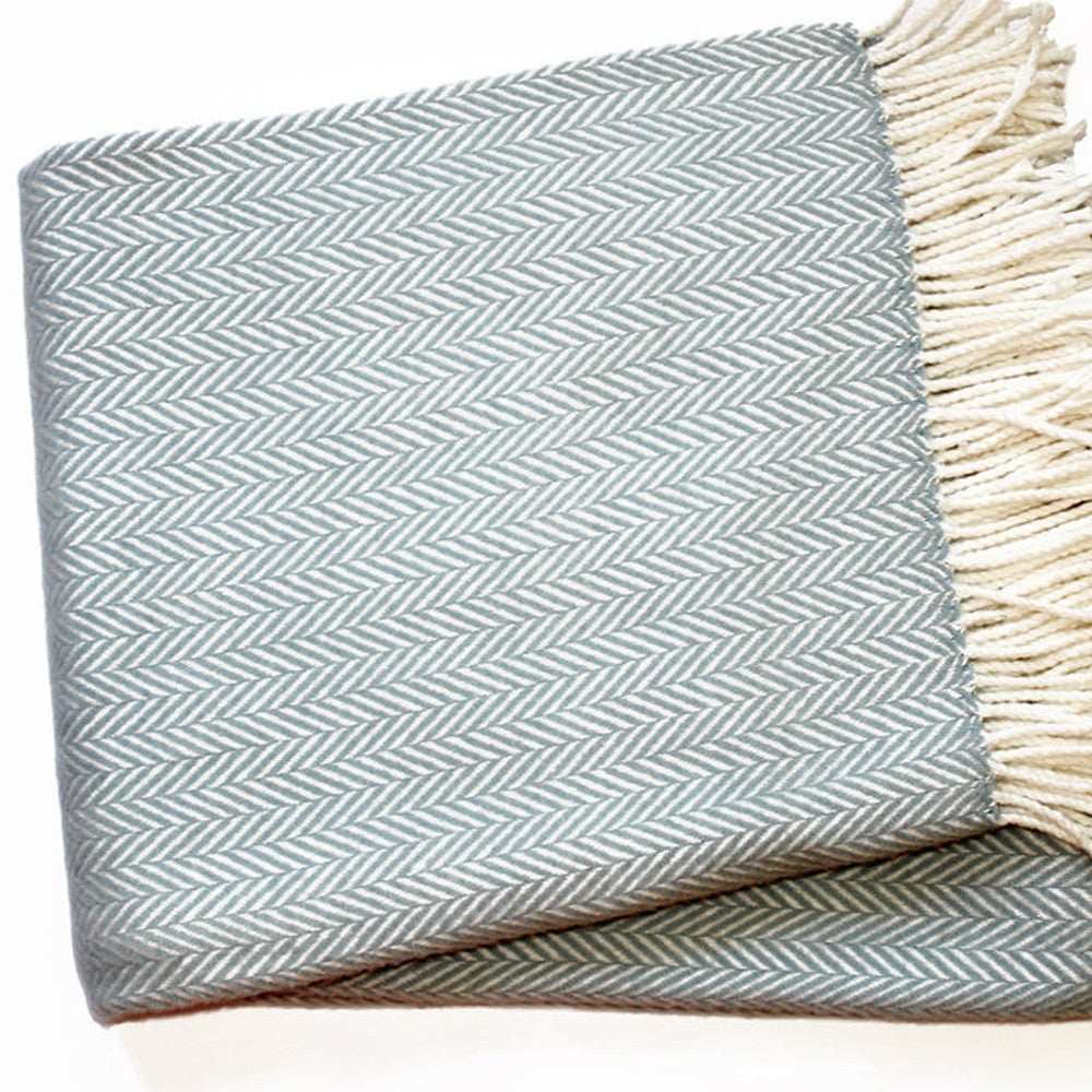 Sky Blue and White Dreamy Soft Herringbone Throw Blanket - Homeroots - Flyclothing LLC