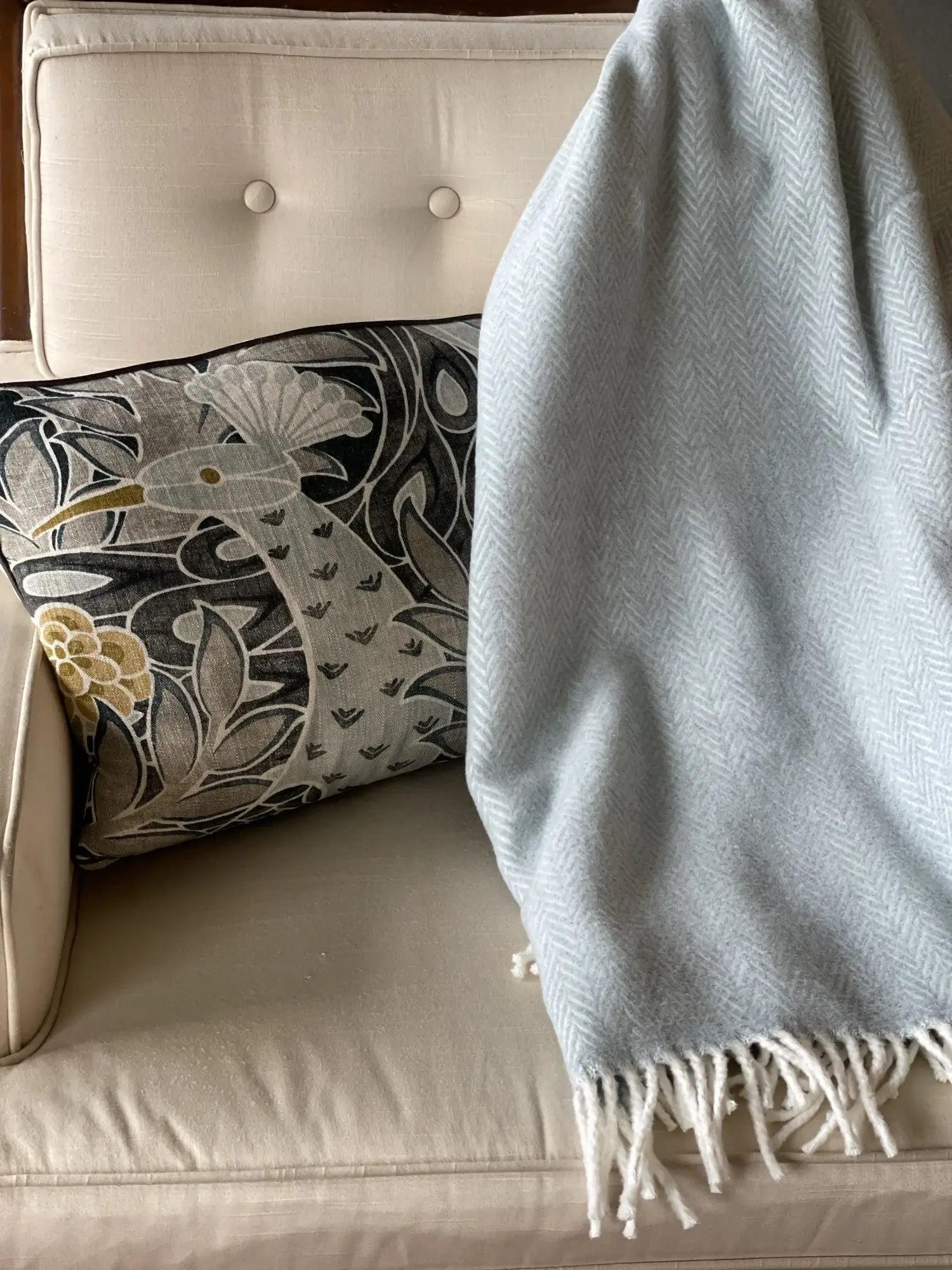 Sky Blue and White Dreamy Soft Herringbone Throw Blanket - Homeroots - Flyclothing LLC