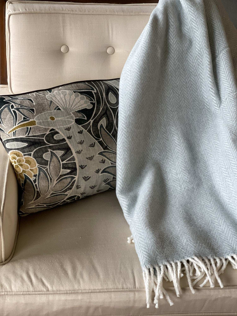 Sky Blue and White Dreamy Soft Herringbone Throw Blanket - Homeroots - Flyclothing LLC