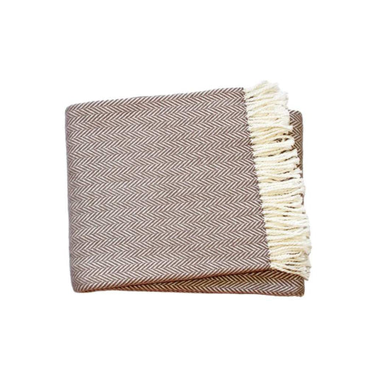Brown and White Dreamy Soft Herringbone Throw Blanket - Homeroots - Flyclothing LLC