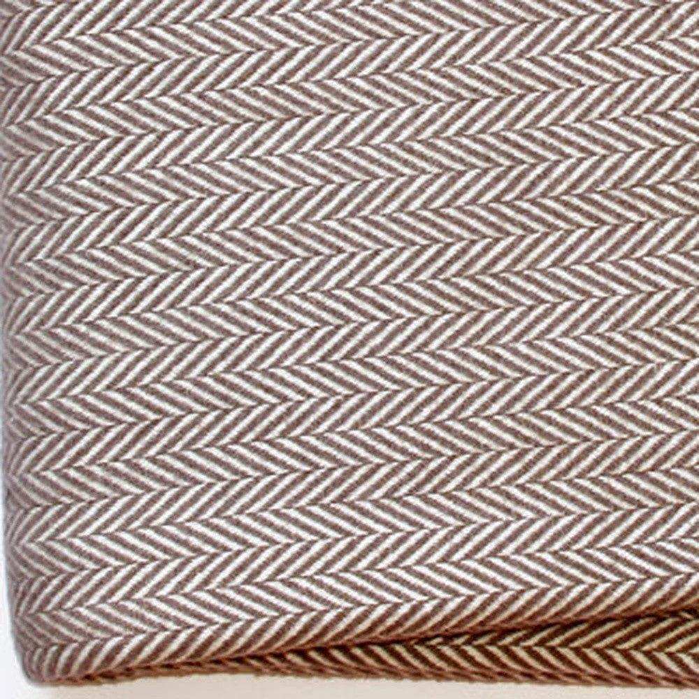 Brown and White Dreamy Soft Herringbone Throw Blanket - Homeroots - Flyclothing LLC