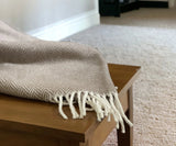 Brown and White Dreamy Soft Herringbone Throw Blanket - Homeroots