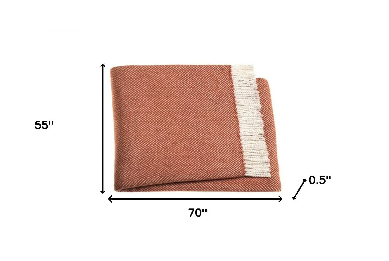 Orange and White Dreamy Soft Herringbone Throw Blanket - Homeroots - Flyclothing LLC