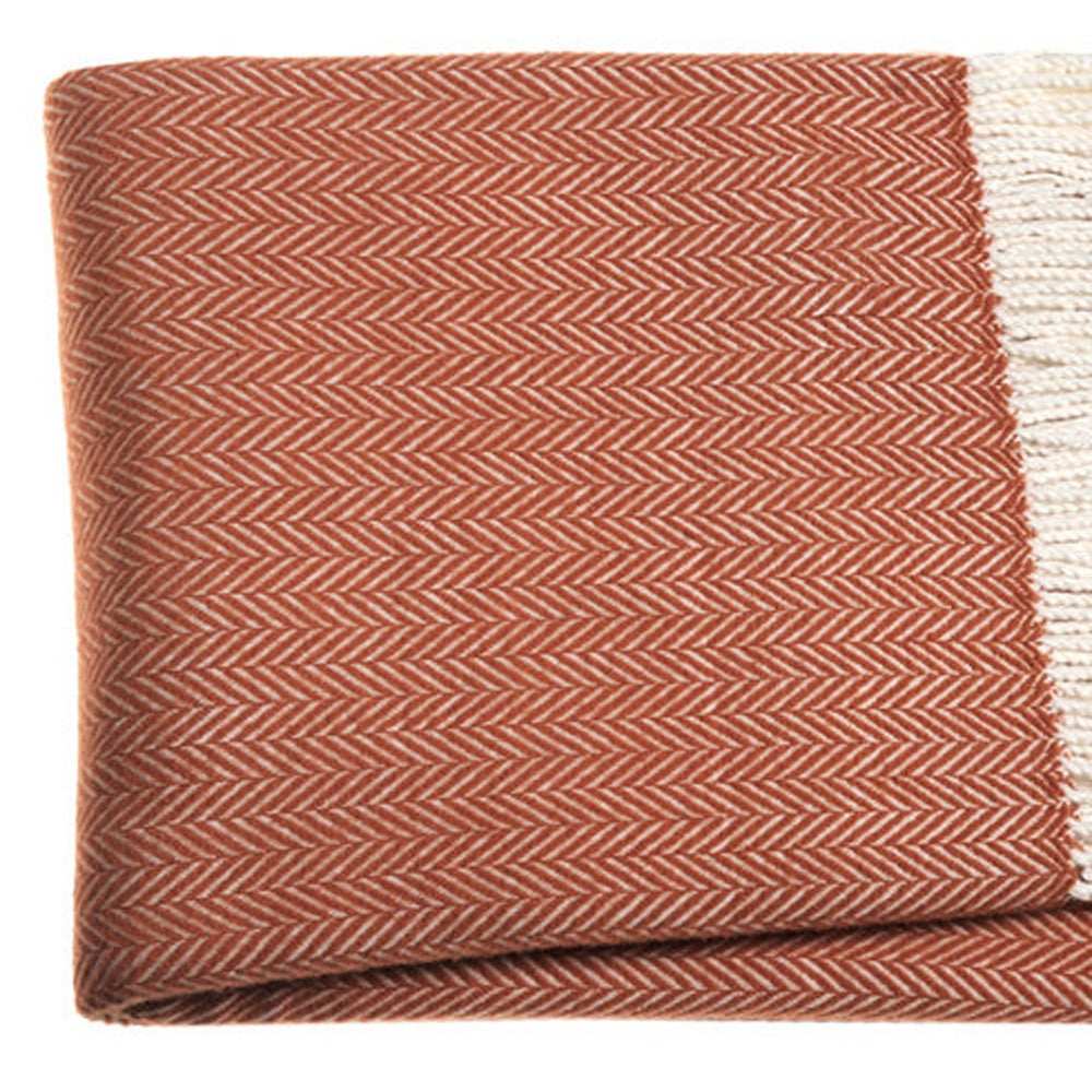 Orange and White Dreamy Soft Herringbone Throw Blanket - Homeroots - Flyclothing LLC