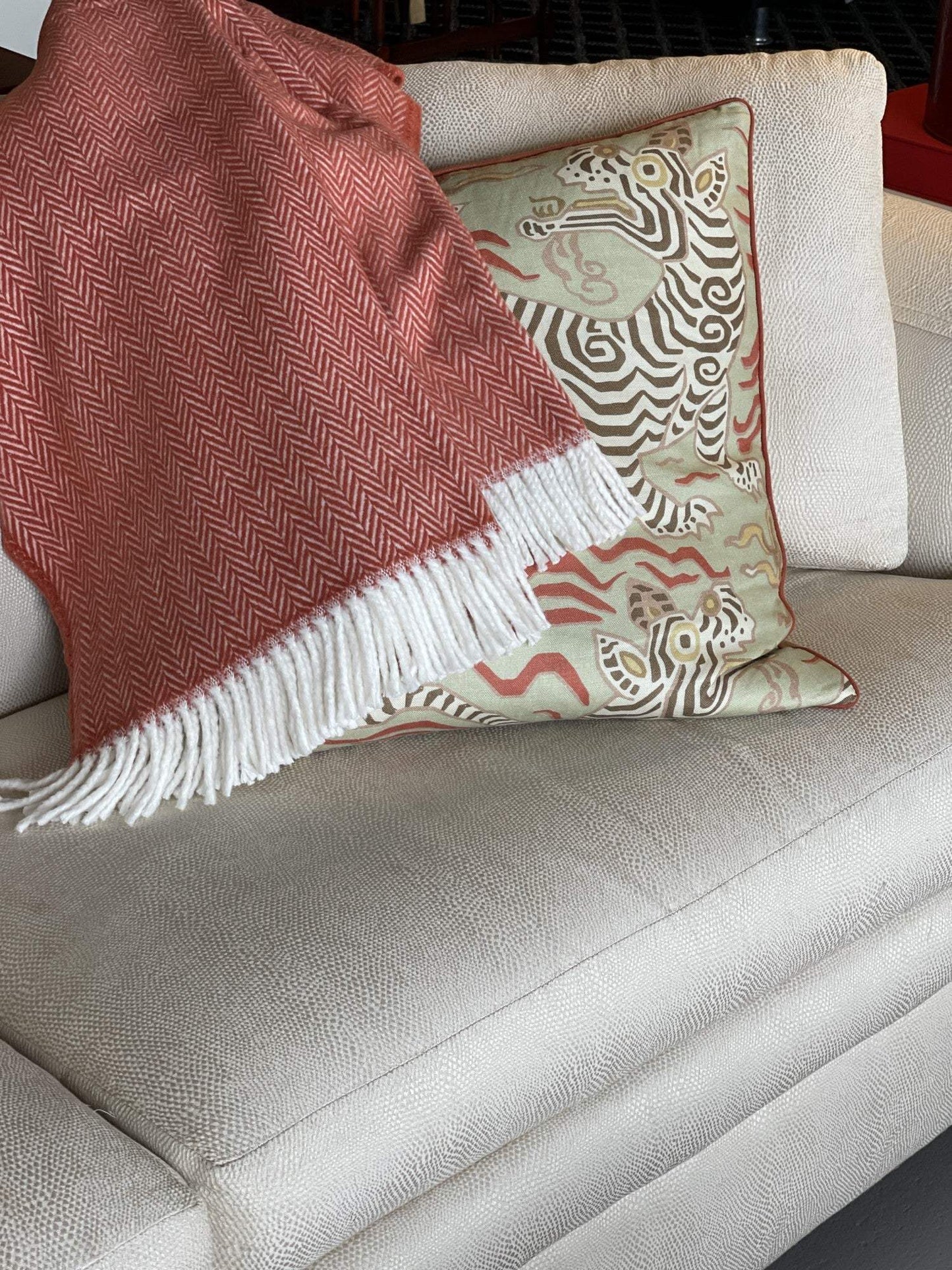 Orange and White Dreamy Soft Herringbone Throw Blanket - Homeroots - Flyclothing LLC