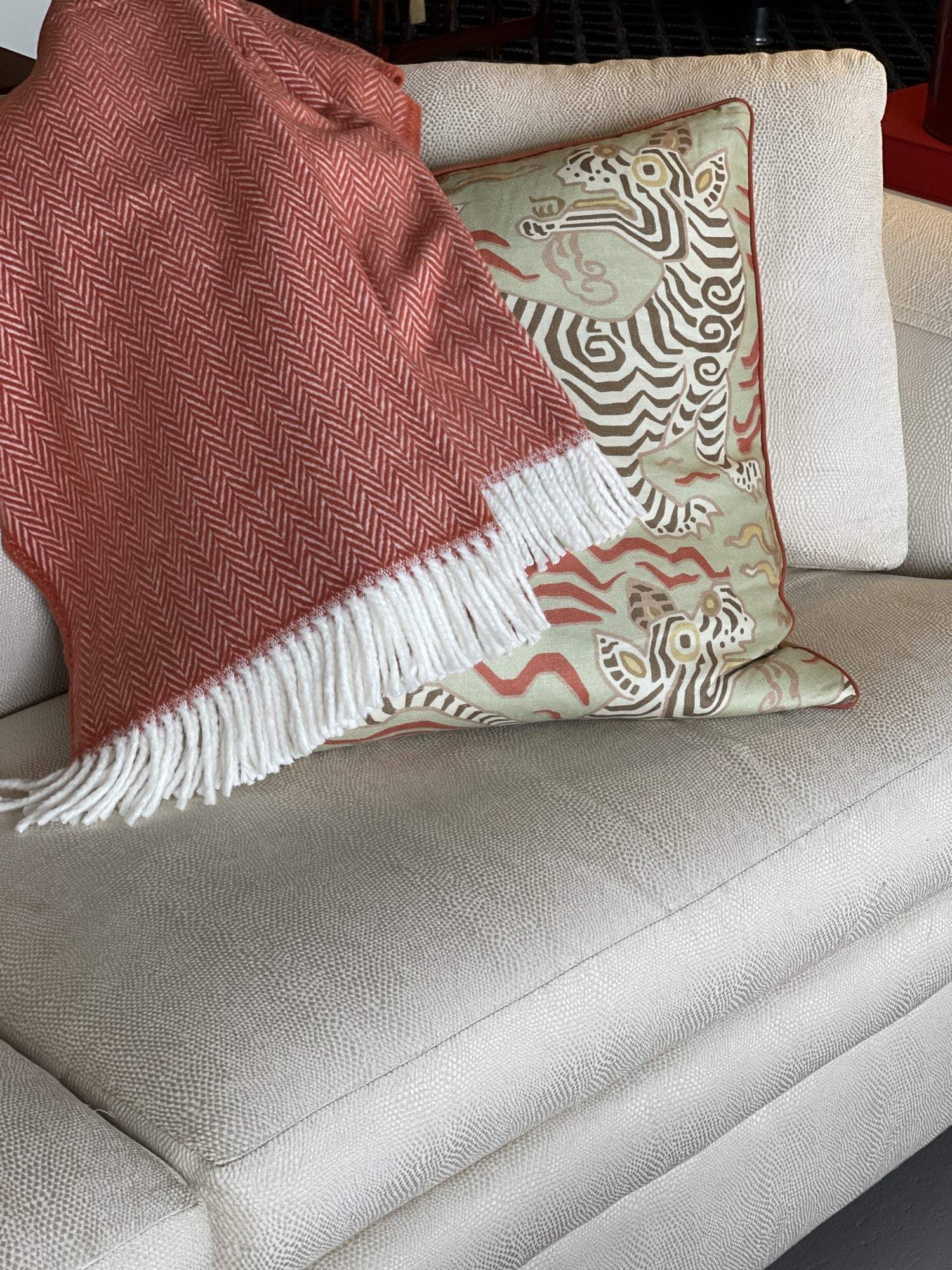Orange and White Dreamy Soft Herringbone Throw Blanket - Homeroots - Flyclothing LLC