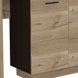 Black and Light Oak Contemporary Kitchen Island with Bar Table - Homeroots - Flyclothing LLC