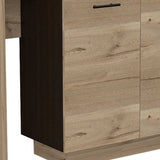 Black and Light Oak Contemporary Kitchen Island with Bar Table - Homeroots - Flyclothing LLC