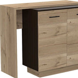 Black and Light Oak Contemporary Kitchen Island with Bar Table - Homeroots - Flyclothing LLC