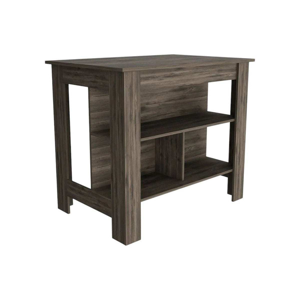 Brown Kitchen Island with Three Storage Shelves - Homeroots - Flyclothing LLC