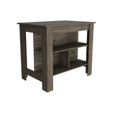 Brown Kitchen Island with Three Storage Shelves - Homeroots