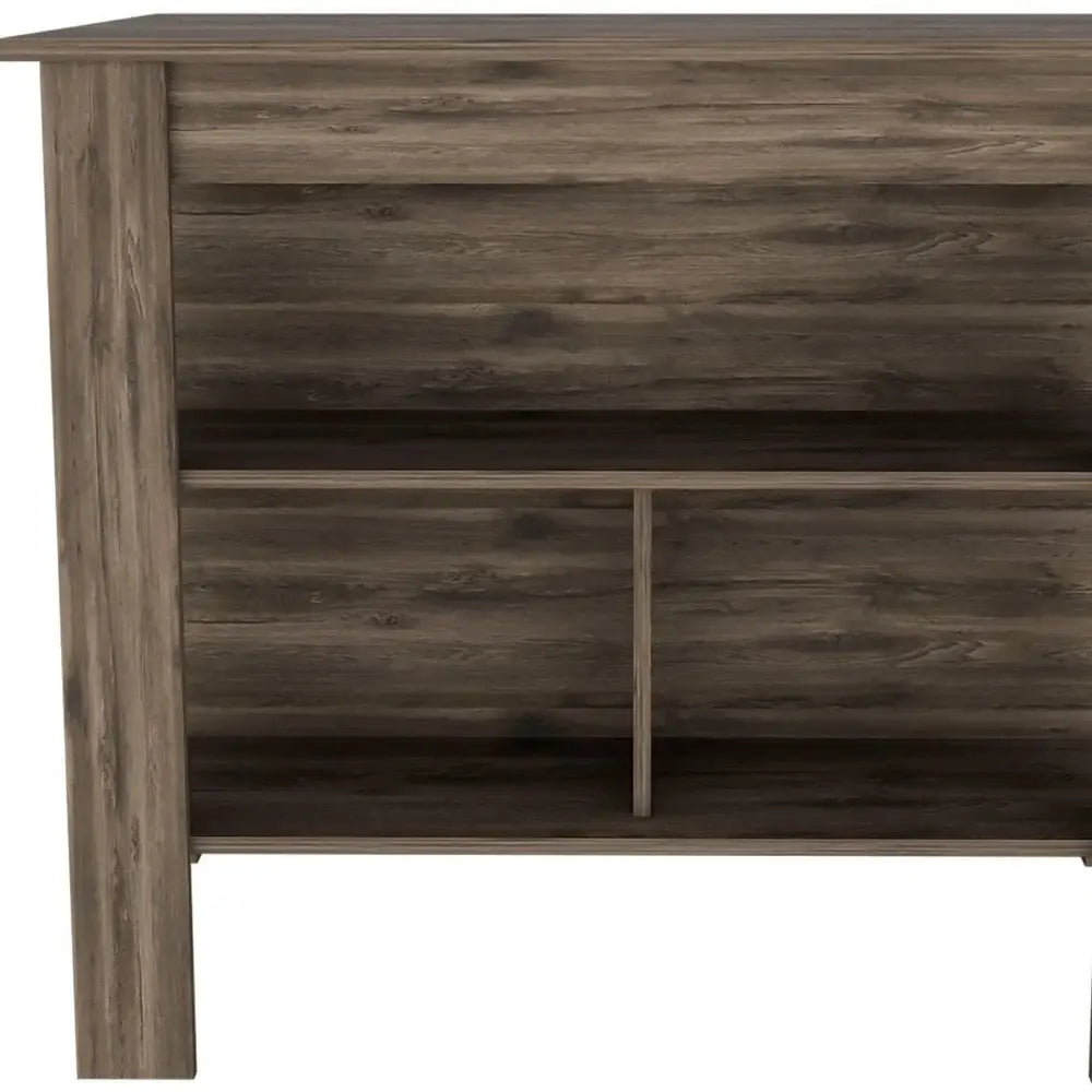 Brown Kitchen Island with Three Storage Shelves - Homeroots - Flyclothing LLC
