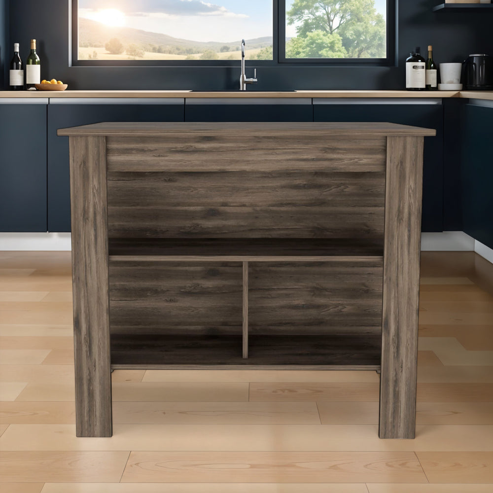 Brown Kitchen Island with Three Storage Shelves - Homeroots