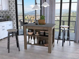 Dark Brown and Onyx Kitchen Island with Three Storage Shelves - Homeroots - Flyclothing LLC