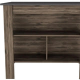 Dark Brown and Onyx Kitchen Island with Three Storage Shelves - Homeroots - Flyclothing LLC