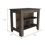 Dark Brown and Onyx Kitchen Island with Three Storage Shelves - Homeroots - Flyclothing LLC