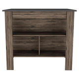 Dark Brown and Onyx Kitchen Island with Three Storage Shelves - Homeroots