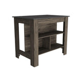 Dark Brown and Onyx Kitchen Island with Three Storage Shelves - Homeroots