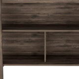 Dark Brown and Onyx Kitchen Island with Three Storage Shelves - Homeroots - Flyclothing LLC