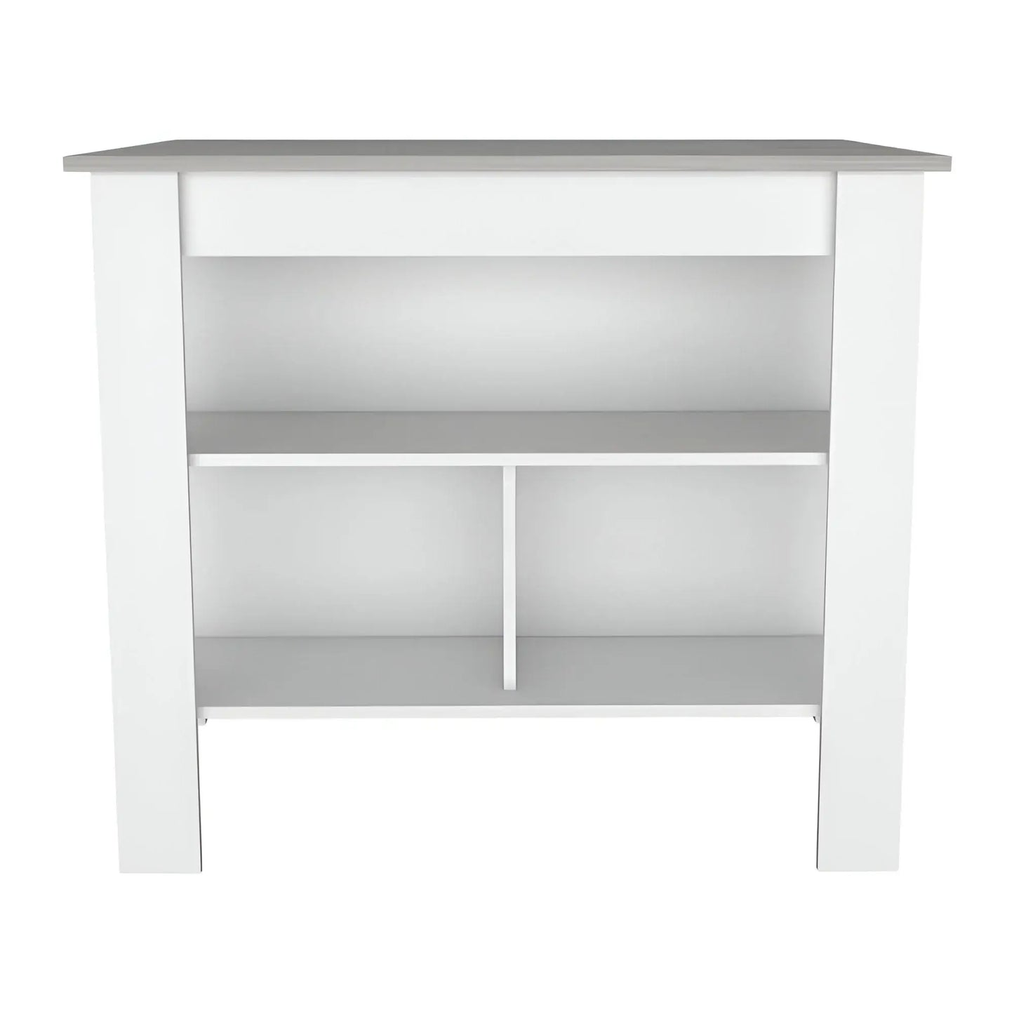 Marble and White Kitchen Island with Three Storage Shelves - Homeroots - Flyclothing LLC