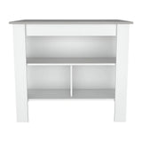 Marble and White Kitchen Island with Three Storage Shelves - Homeroots - Flyclothing LLC