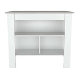 Marble and White Kitchen Island with Three Storage Shelves - Homeroots - Flyclothing LLC