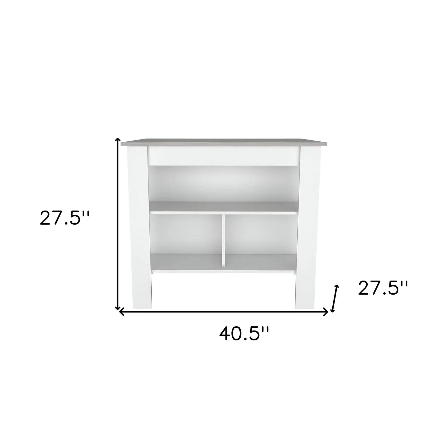 Marble and White Kitchen Island with Three Storage Shelves - Homeroots - Flyclothing LLC