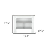 Marble and White Kitchen Island with Three Storage Shelves - Homeroots - Flyclothing LLC