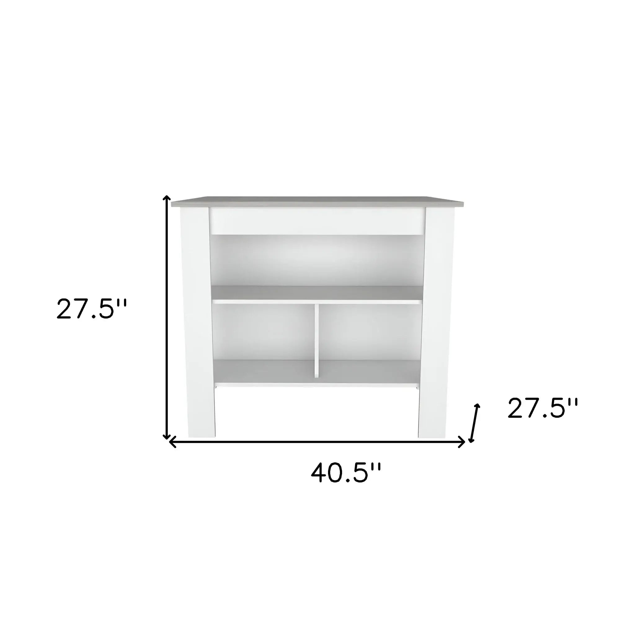 Marble and White Kitchen Island with Three Storage Shelves - Homeroots - Flyclothing LLC