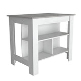 Marble and White Kitchen Island with Three Storage Shelves - Homeroots