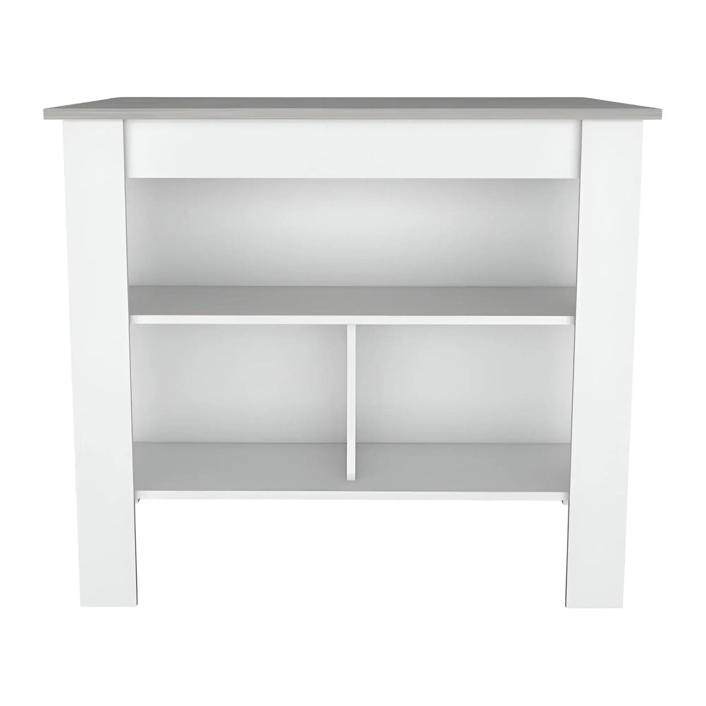 Marble and White Kitchen Island with Three Storage Shelves - Homeroots - Flyclothing LLC
