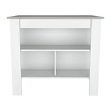 Marble and White Kitchen Island with Three Storage Shelves - Homeroots - Flyclothing LLC