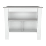 Marble and White Kitchen Island with Three Storage Shelves - Homeroots