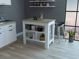 White and Brown 41" Kitchen Island With Storage - Homeroots - Flyclothing LLC