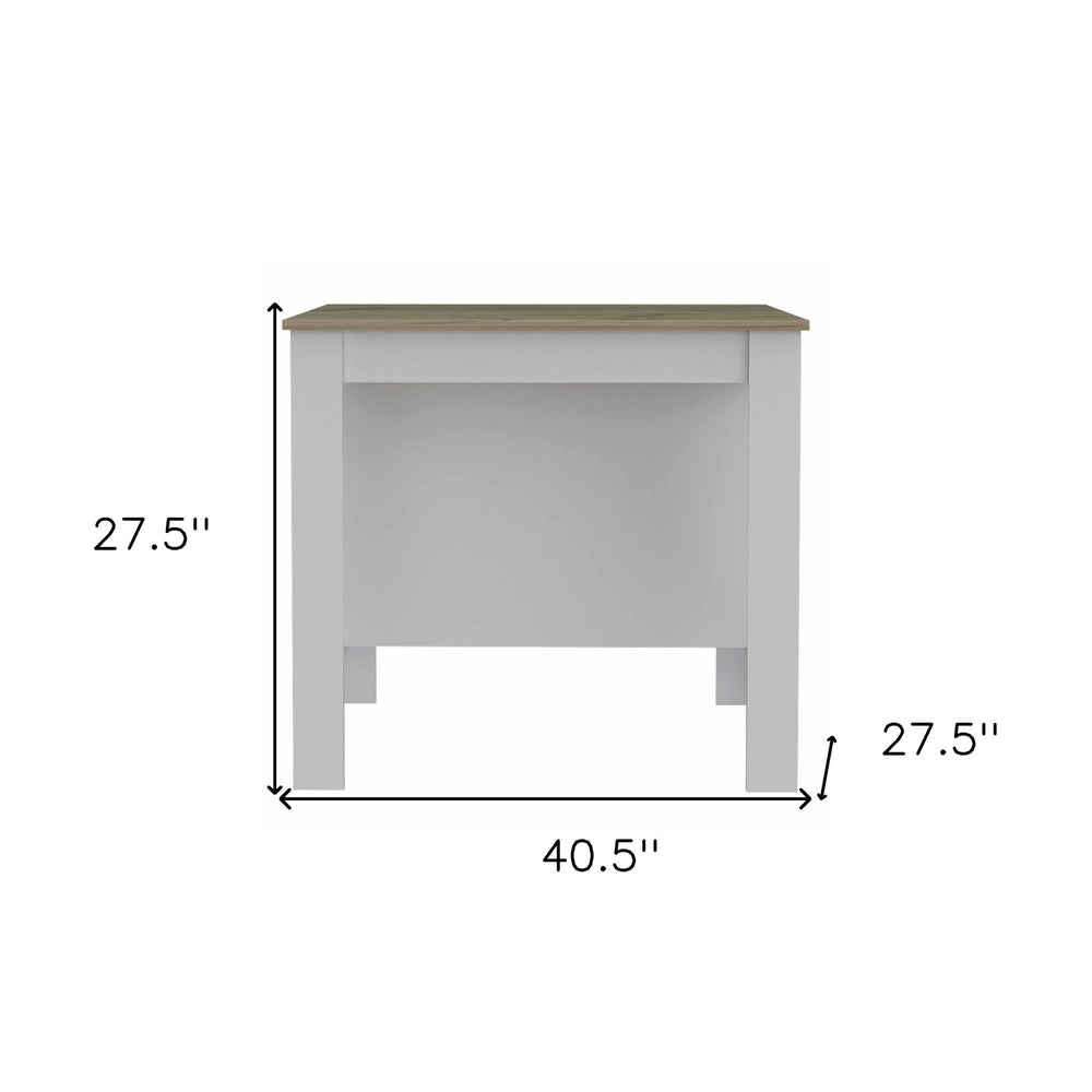 White and Brown 41" Kitchen Island With Storage - Homeroots - Flyclothing LLC