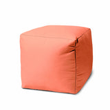 17" Cool Flamingo Coral Solid Color Indoor Outdoor Pouf Ottoman - Homeroots