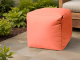 17" Cool Flamingo Coral Solid Color Indoor Outdoor Pouf Ottoman - Homeroots
