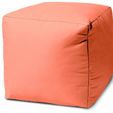 17" Cool Flamingo Coral Solid Color Indoor Outdoor Pouf Ottoman - Homeroots