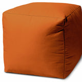 17" Cool Orange Solid Color Indoor Outdoor Pouf Ottoman - Homeroots