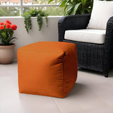 17" Cool Orange Solid Color Indoor Outdoor Pouf Ottoman - Homeroots