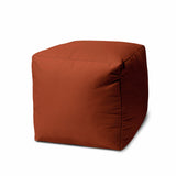 17" Cool Dark Amber Rust Solid Color Indoor Outdoor Pouf Ottoman - Homeroots