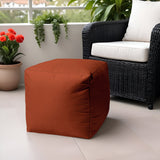 17" Cool Dark Amber Rust Solid Color Indoor Outdoor Pouf Ottoman - Homeroots