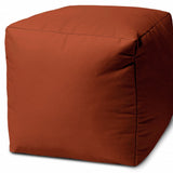 17" Cool Dark Amber Rust Solid Color Indoor Outdoor Pouf Ottoman - Homeroots