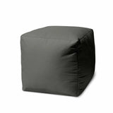 17" Cool Dark Gray Solid Color Indoor Outdoor Pouf Ottoman - Homeroots