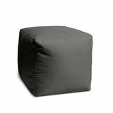 17" Cool Dark Gray Solid Color Indoor Outdoor Pouf Ottoman - Homeroots