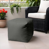 17" Cool Dark Gray Solid Color Indoor Outdoor Pouf Ottoman - Homeroots